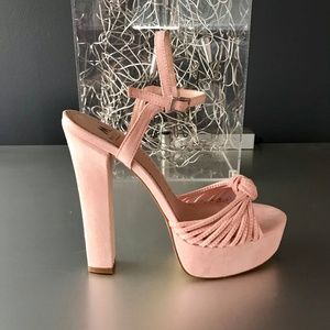 pink suede platform sandals - NWT-no box